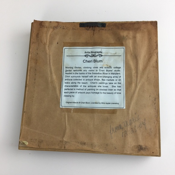 Vintage Cheri Blum Asian Teapot Picture Tile Mixed Media Original Art Signed - Picture 10 of 12